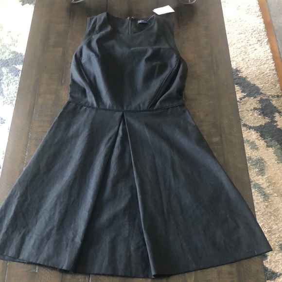 NEW Gap Linen Blend Fit & Flare Dress Black Sleeveless Pockets Preppy Career - Picture 3 of 16